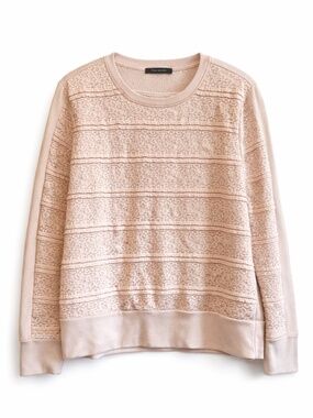 Suzy Shier Soft Pink Lace Crew Neck Sweater – Size Large EUC